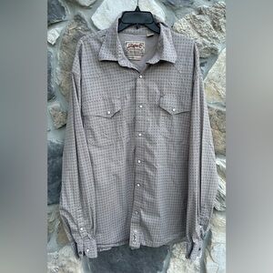 Rafter C Mens Pearl Snap Western Shirt Sz XL Neutral Printed Lightweight Cotton